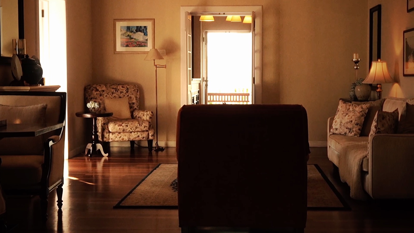 The lounge at Langdale Hotel in late light